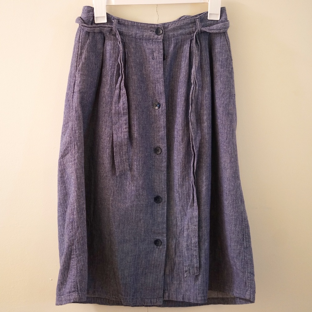 Blue Jean Button Down Tie Skirt